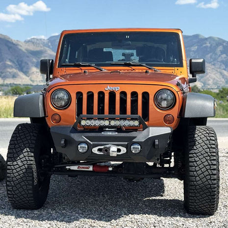 Rock Slide Engineering Stubby Front Bumper Appalachian Series Winch Plate Aluminum 2007-2018 Jeep Wrangler JK