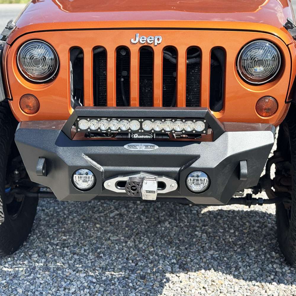 Rock Slide Engineering Stubby Front Bumper Appalachian Series Winch Plate Aluminum 2007-2018 Jeep Wrangler JK