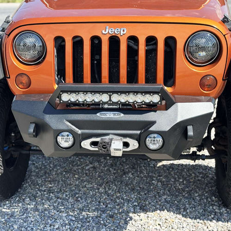 Rock Slide Engineering Stubby Front Bumper Appalachian Series Winch Plate Aluminum 2007-2018 Jeep Wrangler JK