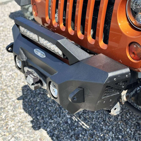 Rock Slide Engineering Stubby Front Bumper Appalachian Series Winch Plate Aluminum 2007-2018 Jeep Wrangler JK
