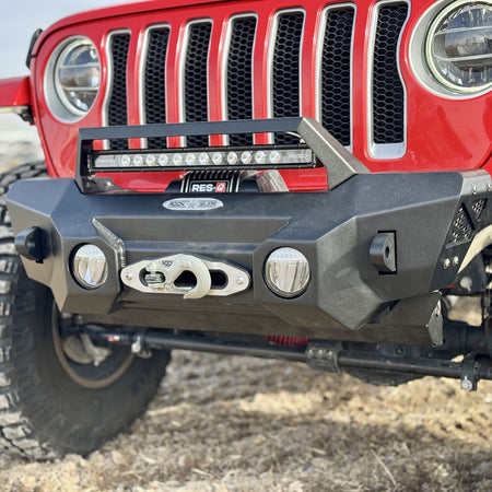 Rock Slide Engineering Stubby Front Bumper Winch Plate 4-Door Aluminum 2020-2025 Jeep Gladiator JT / 2018-2025 Jeep Wrangler JL
