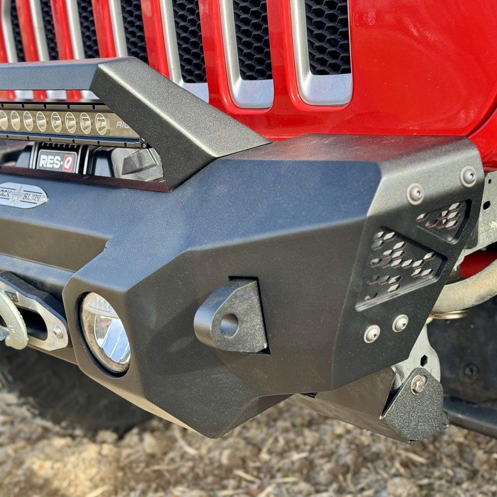 Rock Slide Engineering Stubby Front Bumper Winch Plate 4-Door Aluminum 2020-2025 Jeep Gladiator JT / 2018-2025 Jeep Wrangler JL