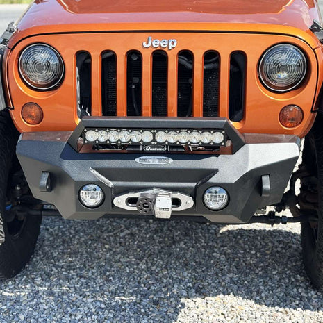 Rock Slide Engineering Stubby Front Bumper Appalachian Series Winch Plate Steel 2007-2018 Jeep Wrangler JK