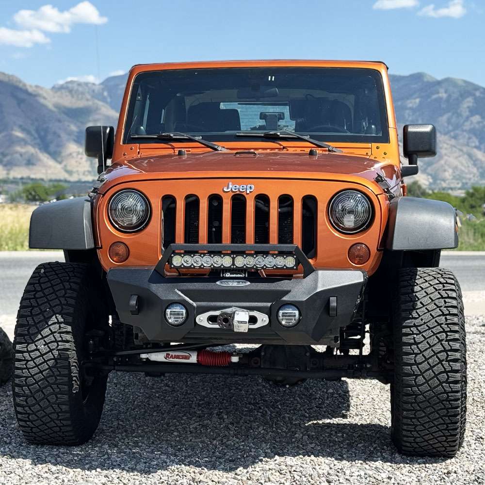Rock Slide Engineering Stubby Front Bumper Appalachian Series Winch Plate Steel 2007-2018 Jeep Wrangler JK