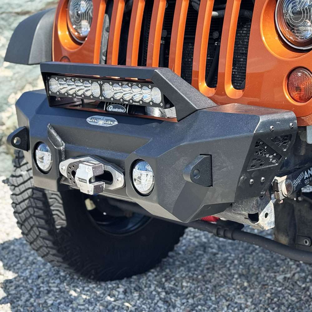 Rock Slide Engineering Stubby Front Bumper Appalachian Series Winch Plate Steel 2007-2018 Jeep Wrangler JK