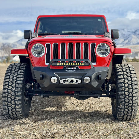 Rock Slide Engineering Stubby Front Bumper Appalachian Series Winch Plate Steel 2018-2025 Jeep Gladiator JT / 2018-2025 Jeep Wrangler JL