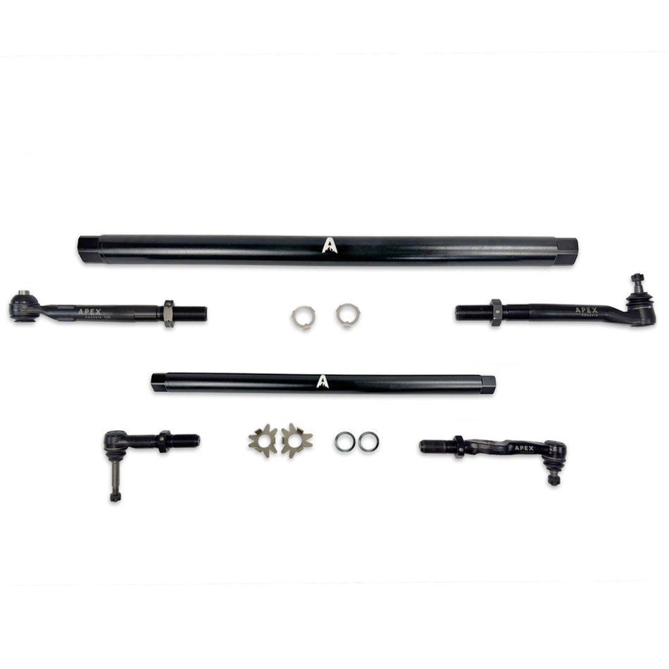 Apex Chassis KIT375-STL ProLock Complete Steering Kit — Heavy-Wall DOM Steel | Black Powdercoat | 2017–2026 Ford F-250 / F-350 Super Duty 4WD | P558 & P702 | SRW & DRW | 2–6" Lift | Gas & 6.7L Powerstroke