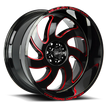 Off Road Monster Wheels M07 GBMLR Gloss Black/Candy Red | 20x10 -19mm | 5x127 | Jeep Wrangler & Gladiator