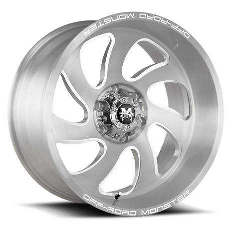 Off Road Monster Wheels M07 BFS Brushed Face Silver | 20x10 -19mm | 5x139.7 | Truck/SUV Wheel