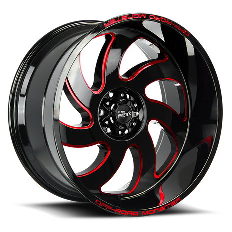 Off Road Monster Wheels M07 GBMLR Gloss Black/Candy Red | 20x10 -19mm | 6x135 | 2004–2026 Ford F-150 & Expedition