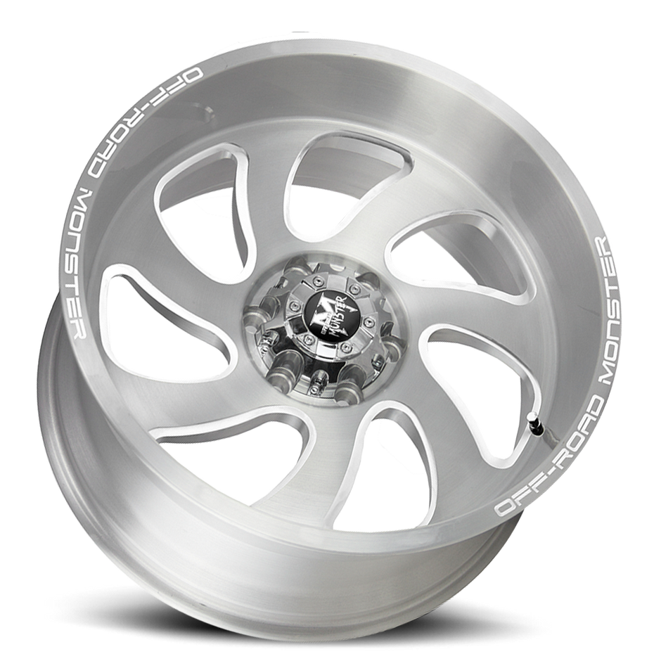Off Road Monster Wheels M07 BFS Brushed Face Silver | 22x12 -44mm | 5x127 | Jeep Wrangler & Gladiator