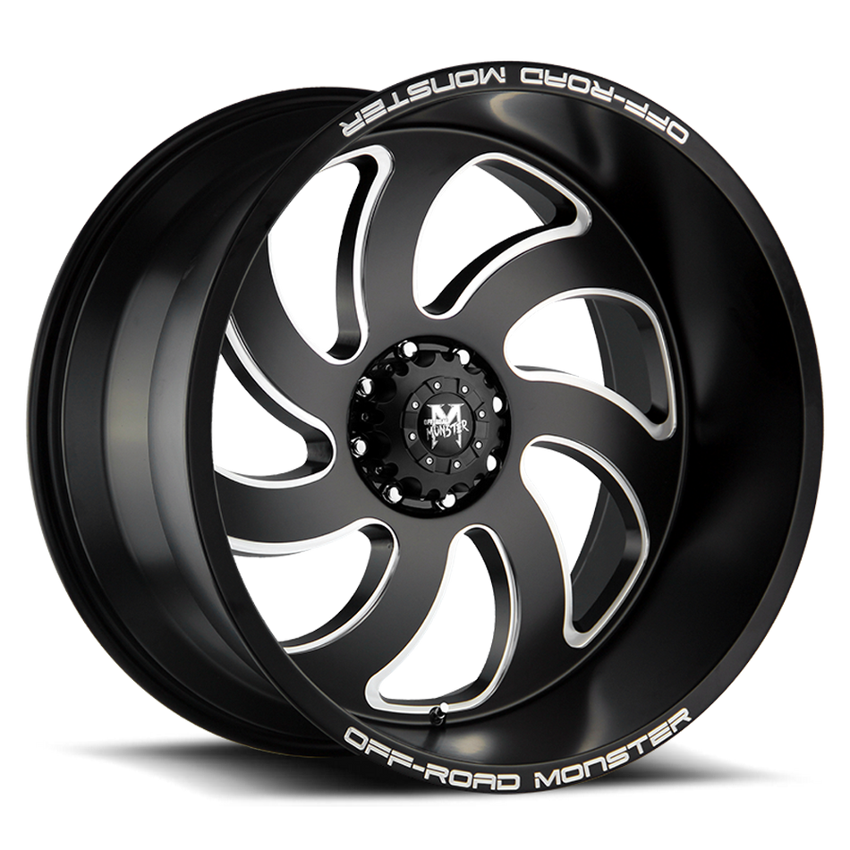 Off Road Monster Wheels M07 BML Flat Matte Black | 22x12 -44mm | 5x127 | Jeep Wrangler & Gladiator