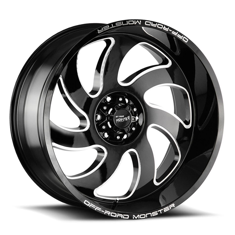 Off Road Monster Wheels M07 GBML Gloss Black | 22x12 -44mm | 8x165.1 | HD Truck Wheel