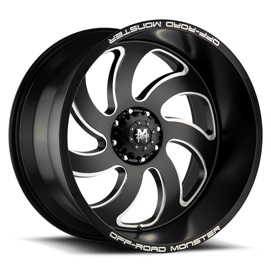 Off Road Monster Wheels M07 BML Flat Matte Black | 24x12 -44mm | 5x127 | Jeep Wrangler & Gladiator