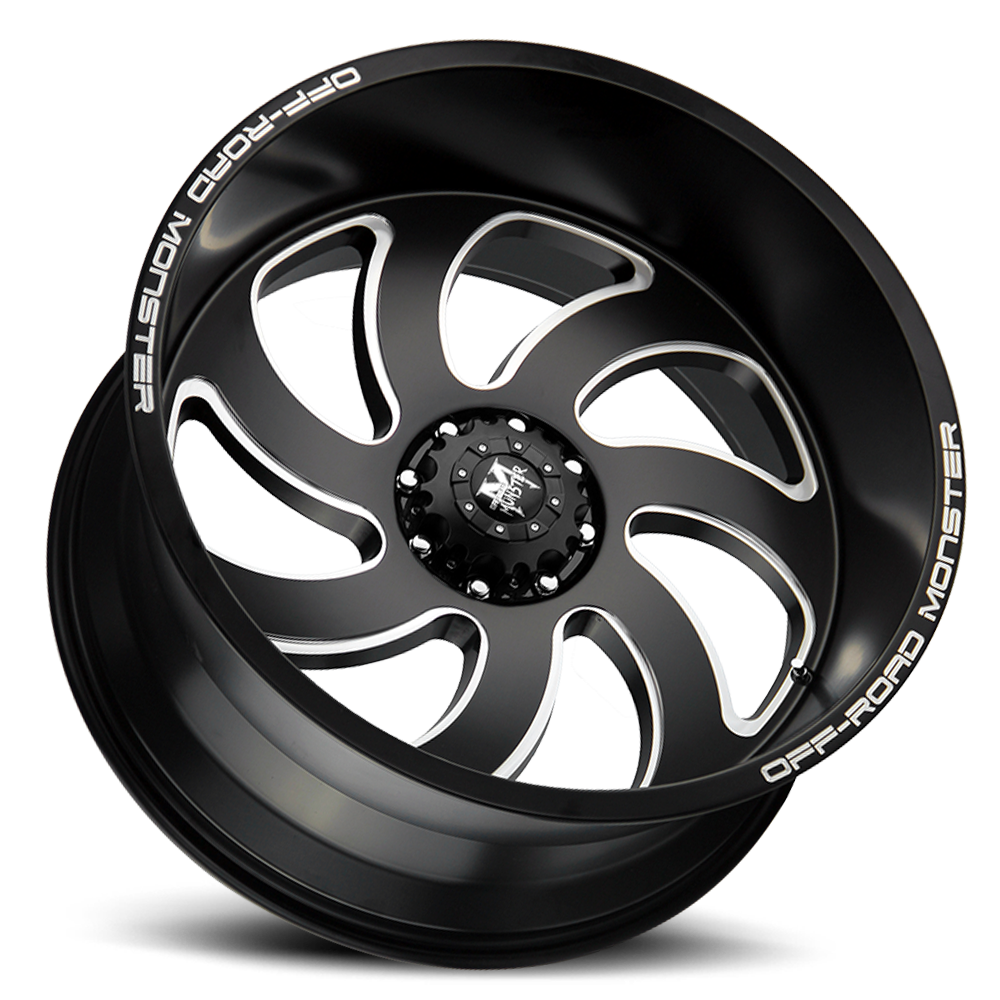 Off Road Monster Wheels M07 BML Flat Matte Black | 24x12 -44mm | 5x127 | Jeep Wrangler & Gladiator
