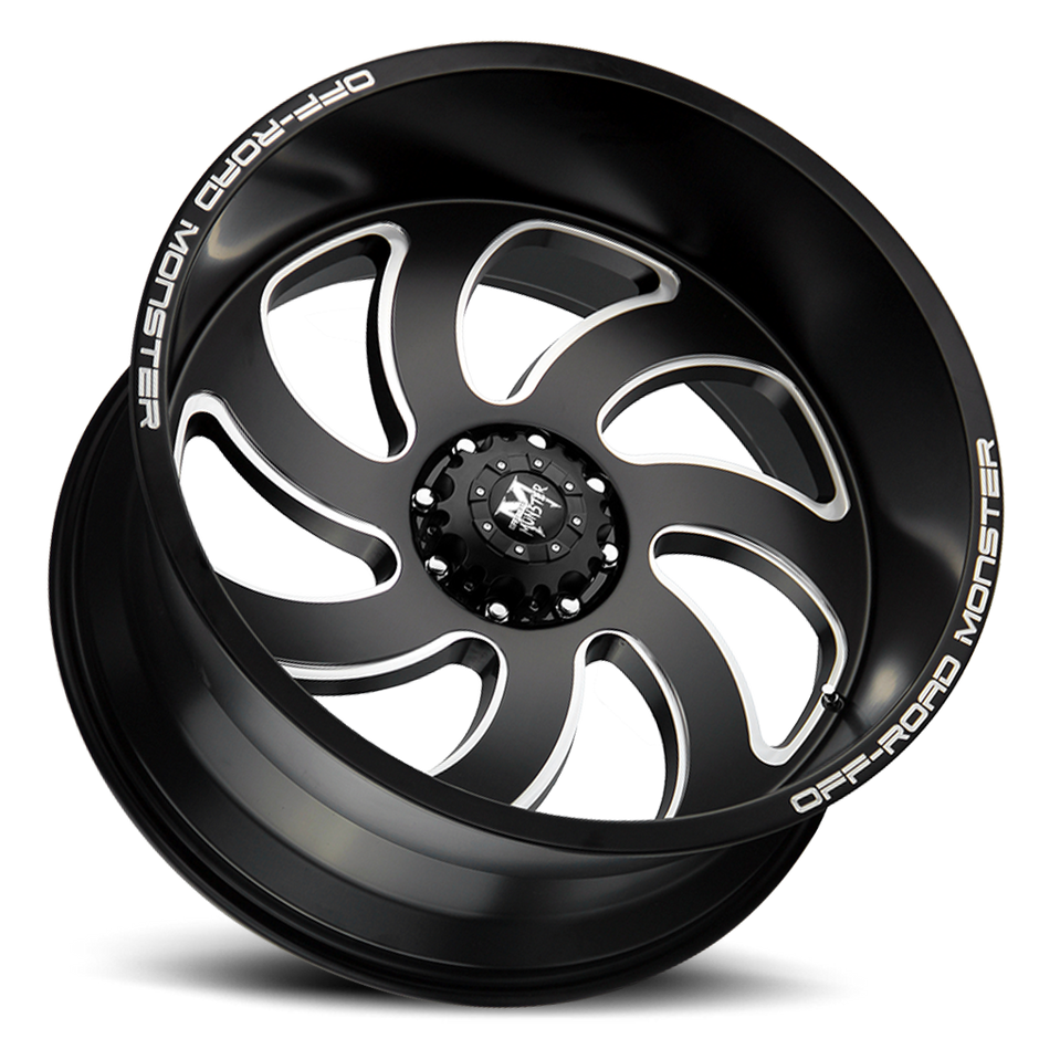 Off Road Monster Wheels M07 BML Flat Matte Black | 24x12 -44mm | 6x139.7 | Truck/SUV Wheel