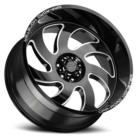 Off Road Monster Wheels M07 GBML Gloss Black | 24x12 -44mm | 8x165.1 | HD Truck Wheel