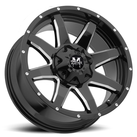 Off Road Monster Wheels M08 GBML Gloss Black | 20x9 +5mm | 5x139.7/5x150 | Truck/SUV Wheel
