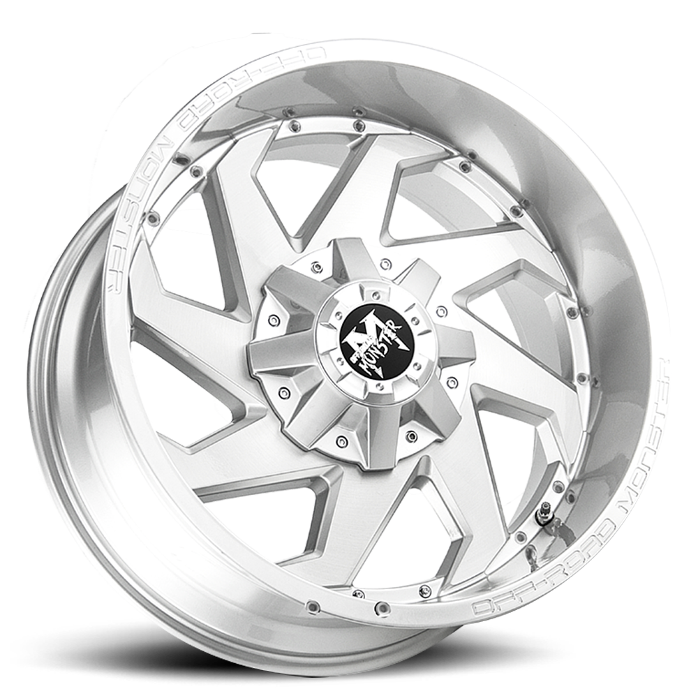 Off Road Monster M09 BFS 20x10 -12mm 6x135 / 6x139.7 Brushed Face Silver