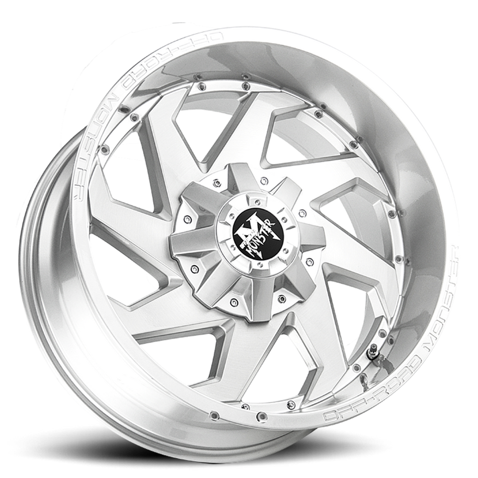 Off Road Monster M09 BFS 20x10 -12mm 6x135 / 6x139.7 Brushed Face Silver