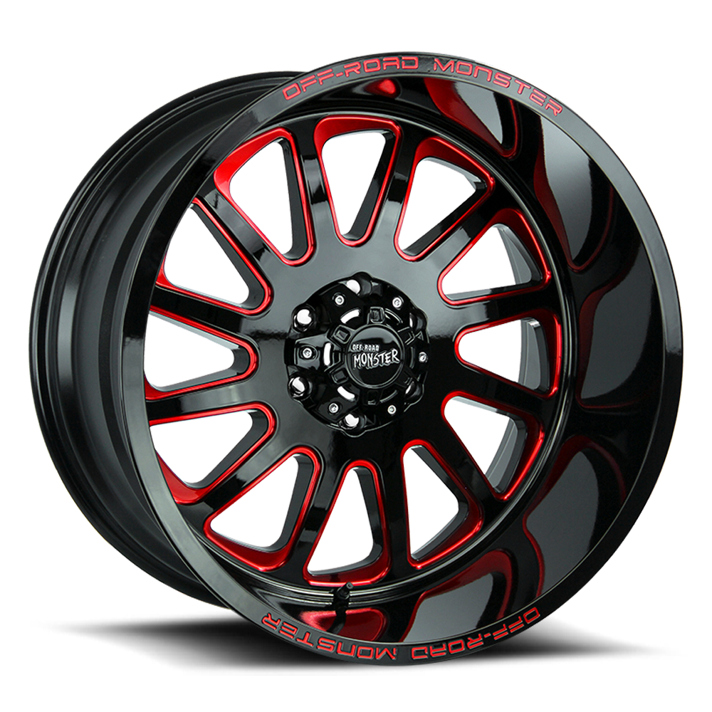 Off Road Monster Wheels M17 GBMLR Gloss Black/Candy Red | 20x10 -19mm | 6x135 | 2004–2026 Ford F-150 & Expedition