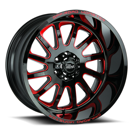 Off Road Monster Wheels M17 GBMLR Gloss Black/Candy Red | 20x10 -19mm | 6x135 | 2004–2026 Ford F-150 & Expedition