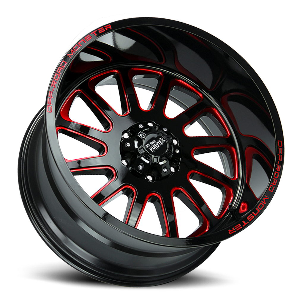 Off Road Monster Wheels M17 GBMLR Gloss Black/Candy Red | 20x10 -19mm | 6x135 | 2004–2026 Ford F-150 & Expedition