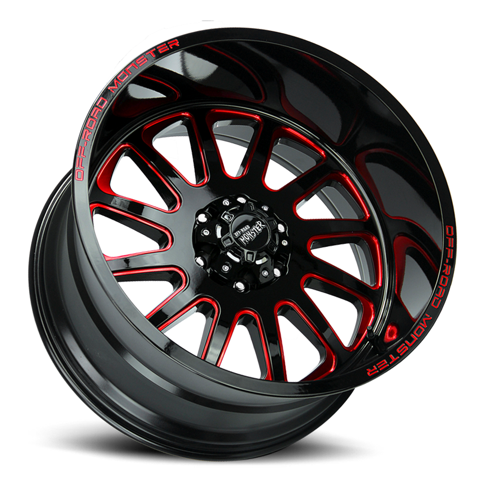 Off Road Monster Wheels M17 GBMLR Gloss Black/Candy Red | 20x10 -19mm | 6x135 | 2004–2026 Ford F-150 & Expedition