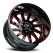 Off Road Monster Wheels M17 GBMLR Gloss Black/Candy Red | 20x10 -19mm | 8x165.1 | HD Truck Wheel
