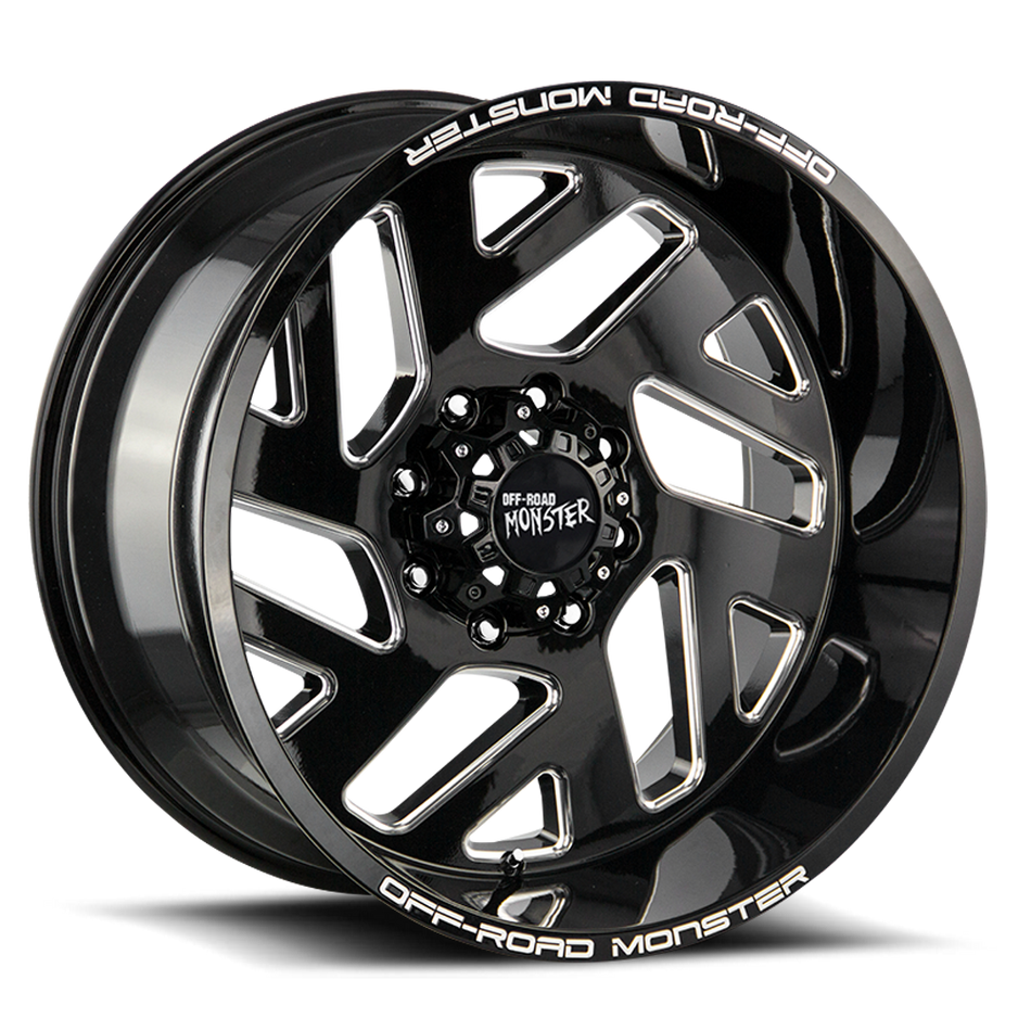 Off Road Monster Wheels M19 GBML Gloss Black | 20x10 -19mm | 5x127 | Jeep Wrangler & Gladiator
