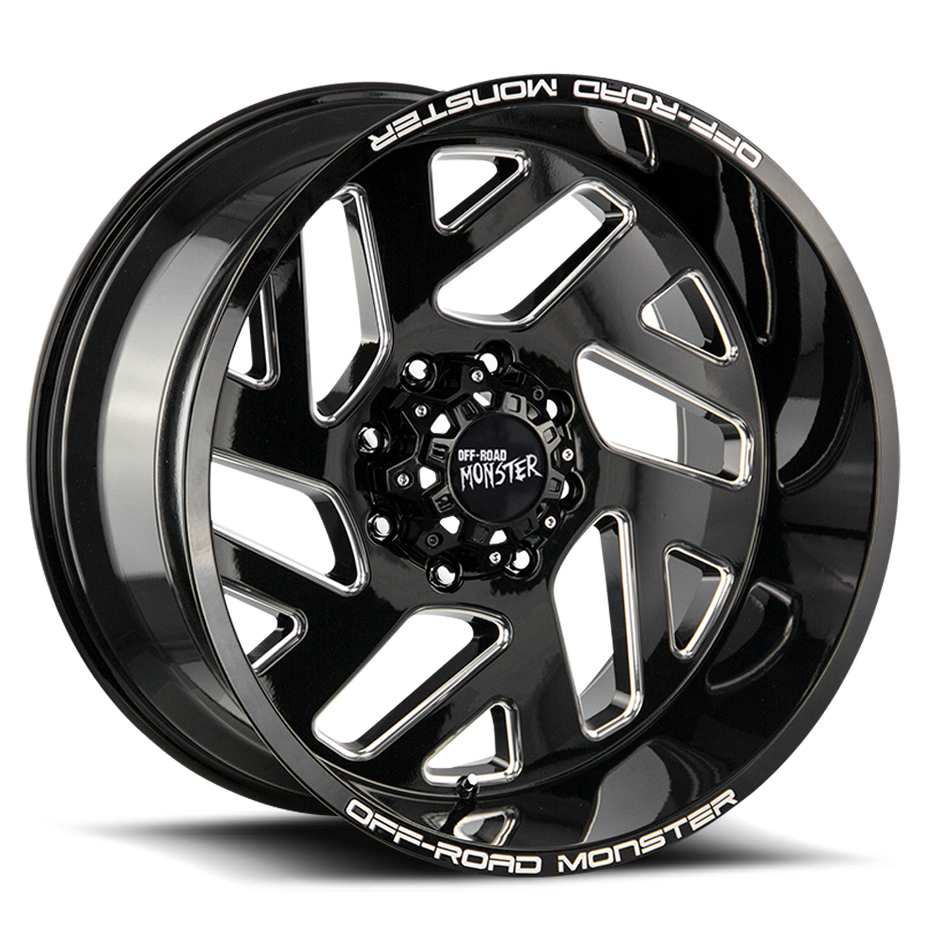 Off Road Monster Wheels M19 GBML Gloss Black | 20x10 -19mm | 5x139.7 | Truck/SUV Wheel
