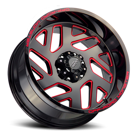 Off Road Monster Wheels M19 GBMLR Gloss Black/Candy Red | 20x10 -19mm | 6x135 | 2004–2026 Ford F-150 & Expedition