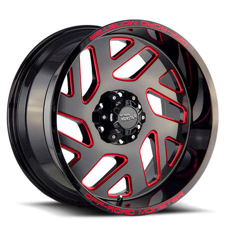 Off Road Monster Wheels M19 GBMLR Gloss Black/Candy Red | 20x10 -19mm | 6x139.7 | Truck/SUV Wheel
