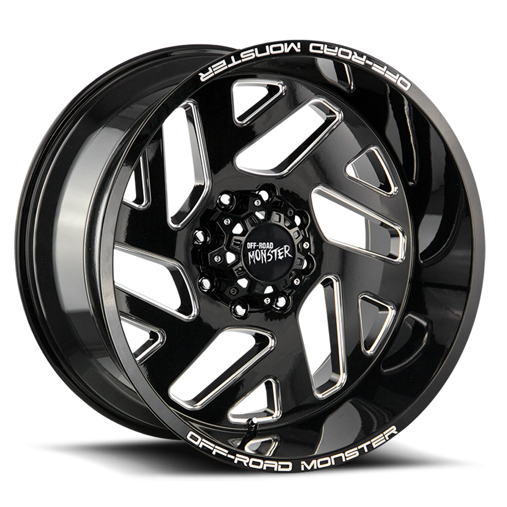 Off Road Monster Wheels M19 GBML Gloss Black | 20x10 -19mm | 8x165.1 | HD Truck Wheel