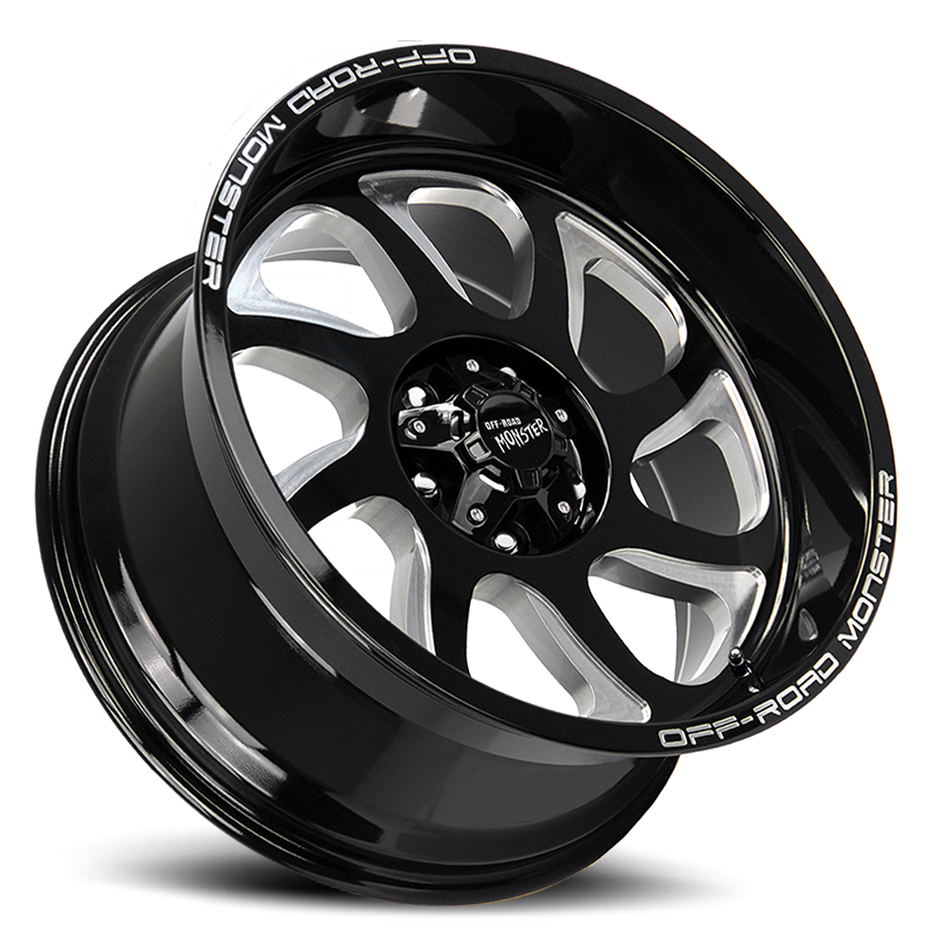 Off Road Monster Wheels M22 GBML Gloss Black | 20x10 -19mm | 5x127 | Jeep Wrangler & Gladiator