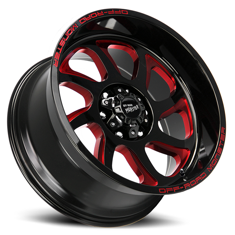 Off Road Monster Wheels M22 GBMLR Gloss Black/Candy Red | 20x10 -19mm | 6x135 | 2004–2026 Ford F-150 & Expedition