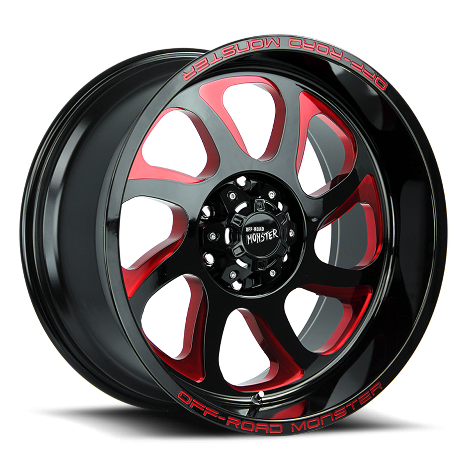 Off Road Monster Wheels M22 GBMLR Gloss Black/Candy Red | 20x10 -19mm | 6x139.7 | Truck/SUV Wheel