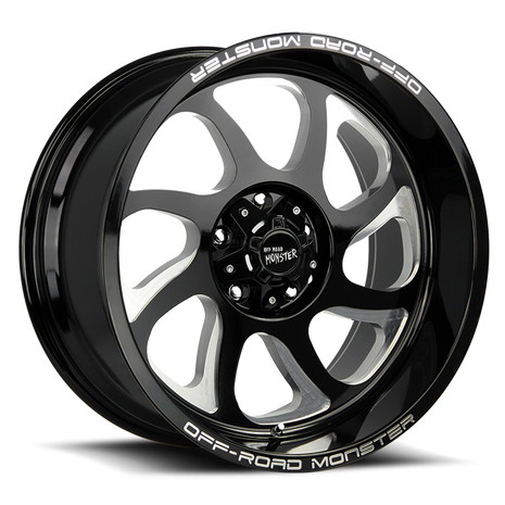 Off Road Monster Wheels M22 GBML Gloss Black | 22x12 -44mm | 8x165.1 | HD Truck Wheel
