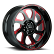 Off Road Monster Wheels M22 GBMLR Gloss Black/Candy Red | 22x12 -44mm | 8x170 | 1999–2026 Ford F-250/F-350 Super Duty