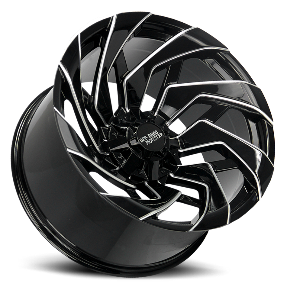 Off Road Monster M24 GBML | Gloss Black Milled Spoke Edges | 20x10 | -19mm | 5x127 & 5x139.7