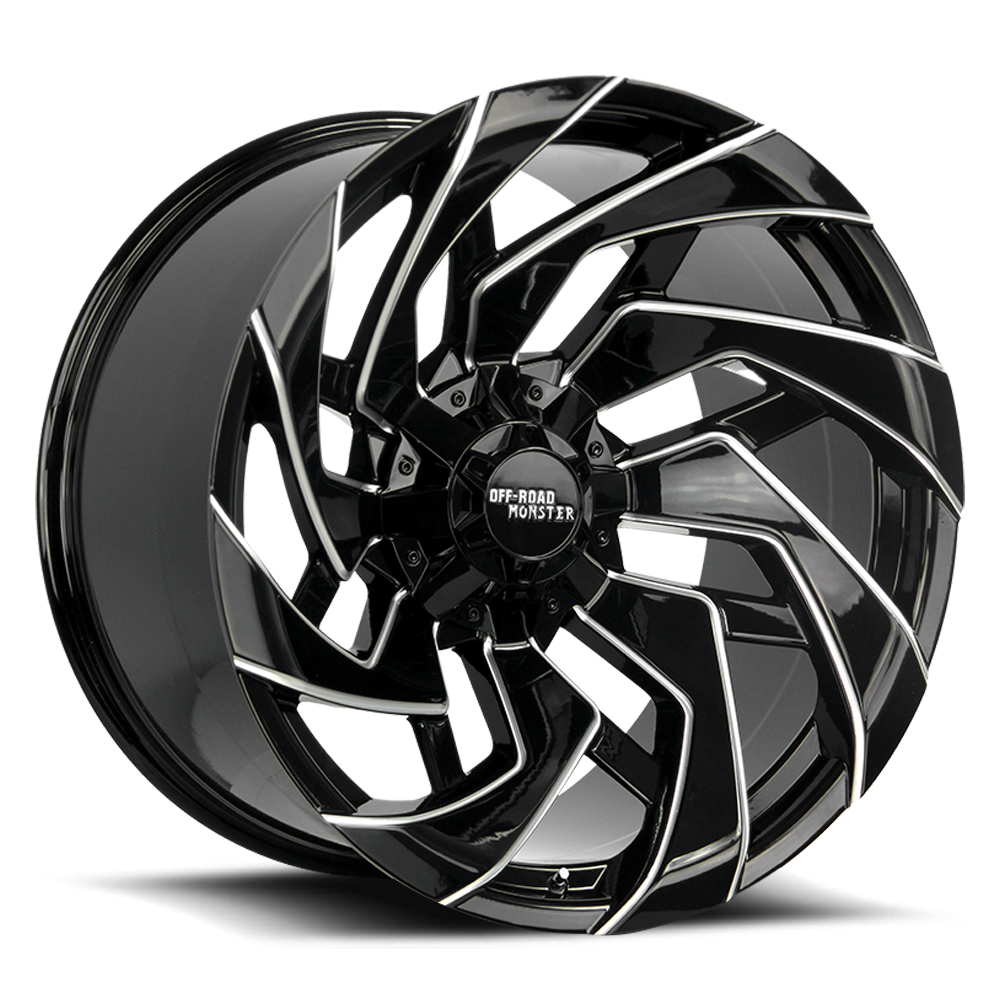 Off Road Monster M24 GBML | Gloss Black Milled Spoke Edges | 20x10 | -19mm | 6x135 & 6x139.7
