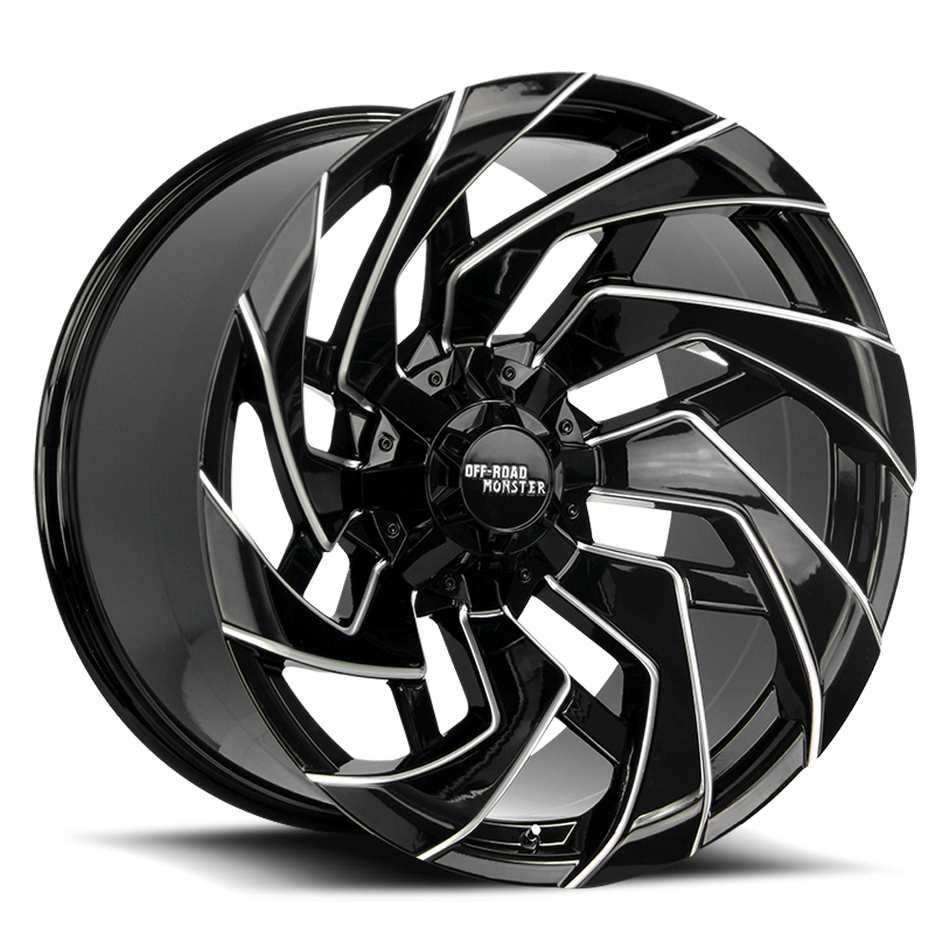 Off Road Monster M24 GBML | Gloss Black Milled Spoke Edges | 20x10 | -19mm | 6x135 & 6x139.7