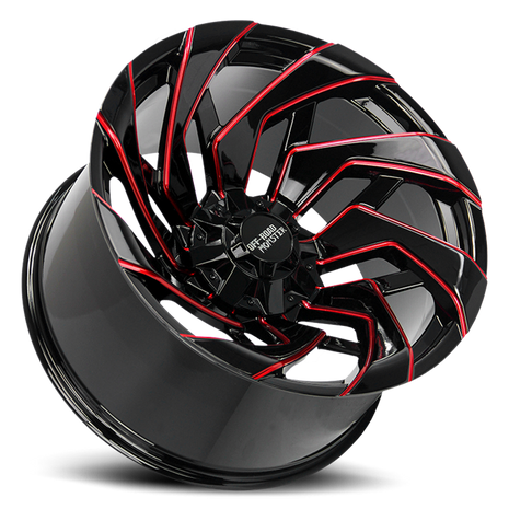 Off Road Monster Wheels M24 GBMLR Gloss Black/Candy Red | 20x10 -19mm | 8x165.1/8x170 | HD Truck Wheel