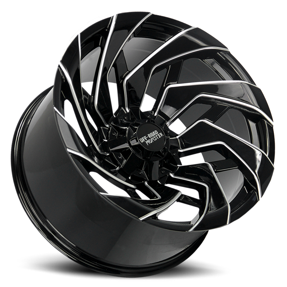 Off Road Monster M24 GBML | Gloss Black Milled Spoke Edges | 22x12 | -44mm | 5x127 & 5x139.7