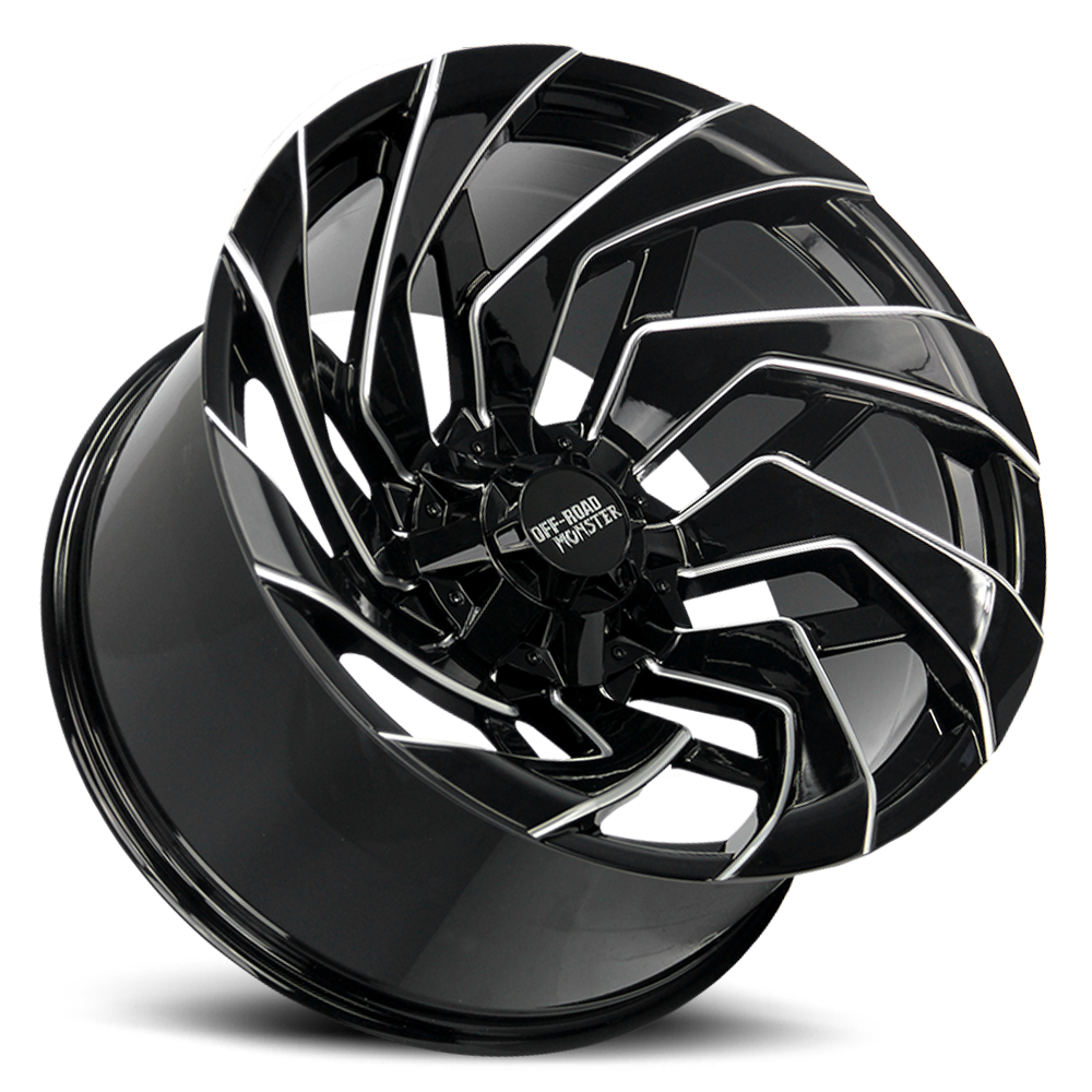 Off Road Monster M24 GBML | Gloss Black Milled Spoke Edges | 22x12 | -44mm | 6x135 & 6x139.7
