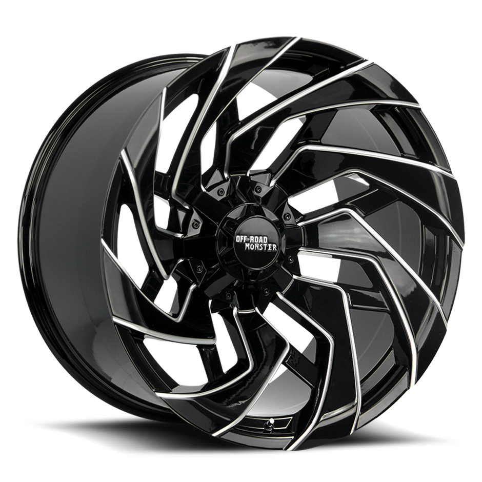 Off Road Monster Wheels M24 GBML Gloss Black | 22x12 -44mm | 8x165.1/8x170 | HD Truck Wheel