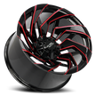 Off Road Monster Wheels M24 GBMLR Gloss Black/Candy Red | 22x12 -44mm | 8x165.1/8x170 | HD Truck Wheel