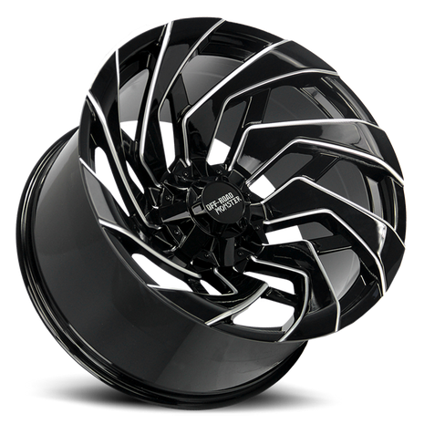 Off Road Monster Wheels M24 GBML Gloss Black | 22x12 -44mm | 8x165.1/8x170 | HD Truck Wheel