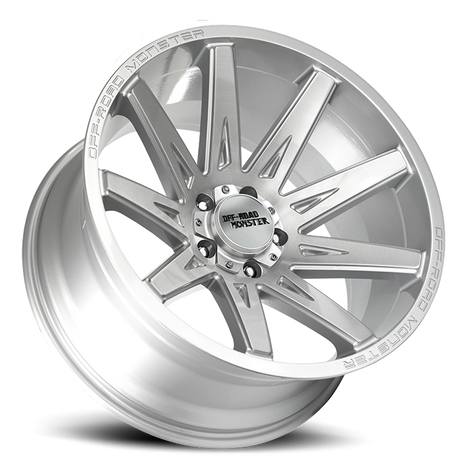 Off Road Monster Wheels M25 BFS Brushed Face Silver | 20x10 -19mm | 5x127 | Jeep Wrangler & Gladiator