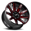 Off Road Monster Wheels M25 GBMLR Gloss Black/Candy Red | 20x10 -19mm | 5x127 | Jeep Wrangler & Gladiator